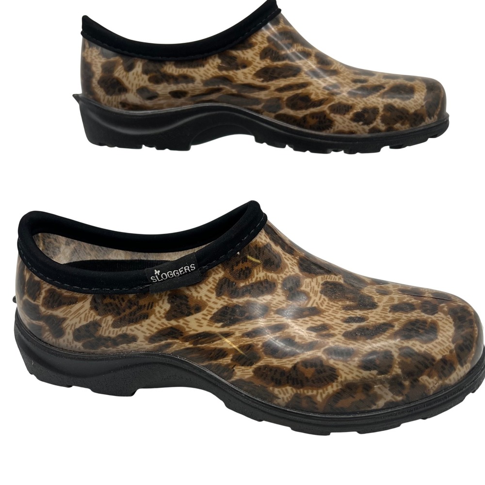 Sloggers Rain Garden Shoes Womens 7 Leopard Print Waterproof Slip On USA
